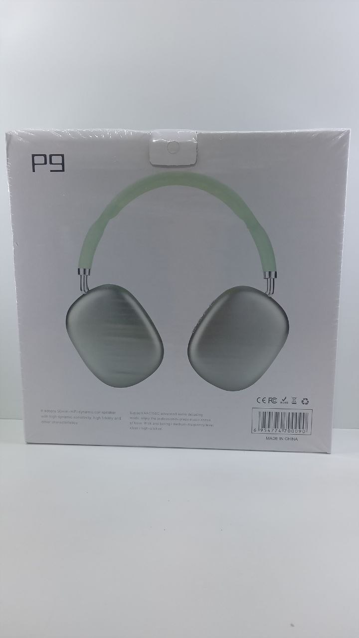 هدفون بی‌سیم مدل P9 دارای بلوتوث و قابلیت نصب مموری کارت - رنگ نقره‌ای/سبز (بسته به موجودی)
